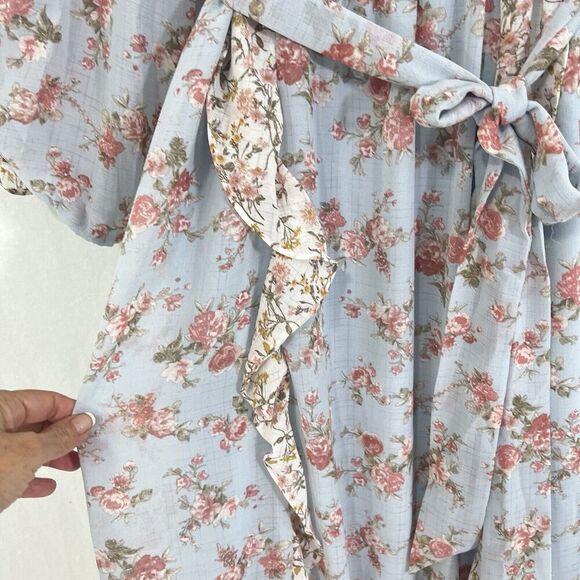 Anthropologie By the River Women Dress S Blue Floral Cottagecore Ruffle Peasant - Picture 5 of 13